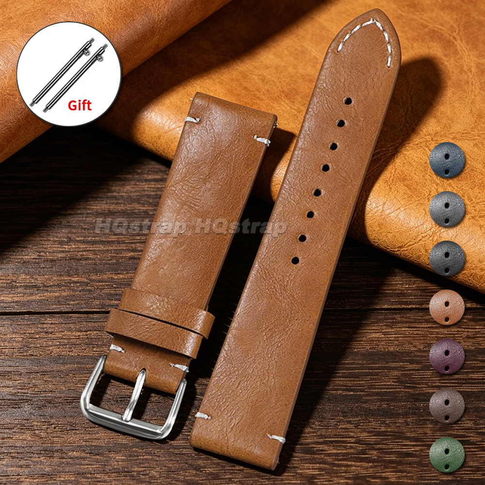 Leather Strap Quick Release - Oil Wax Leather Watch Strap 18mm