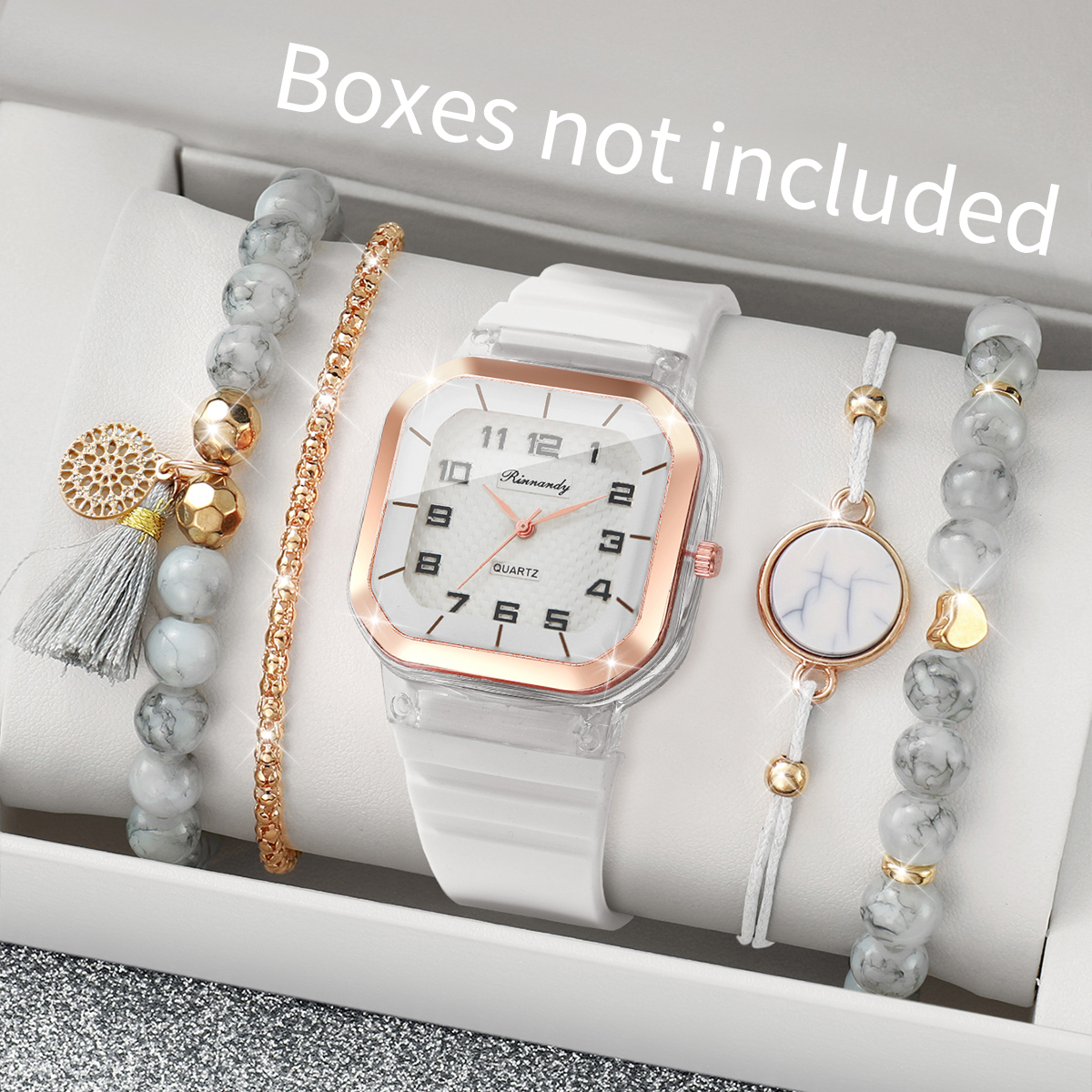 Silicone Band Women - 5PCS Fashion Square Arabic Dial Women
