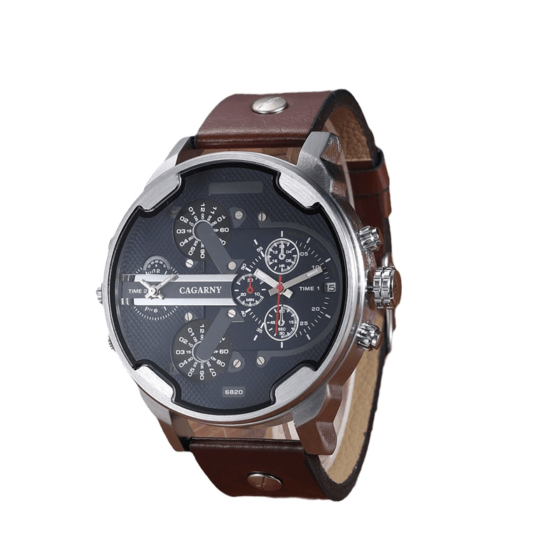 Cagarny Watch 6820 Dual Displa - огляд і ціна Leather Watch Band Men
