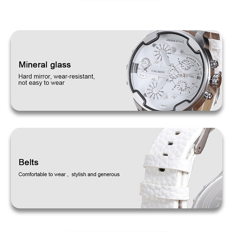 Cagarny Watch 6820 Dual Displa - огляд і ціна Leather Watch Band Men