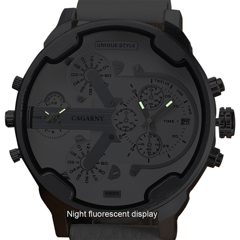 Cagarny Watch 6820 Dual Displa - огляд і ціна Leather Watch Band Men