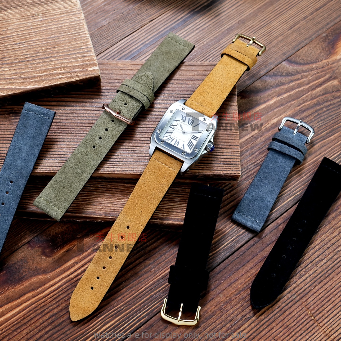 For Cartier Tank, Santos-Dumon - огляд і ціна Suede Strap Watch