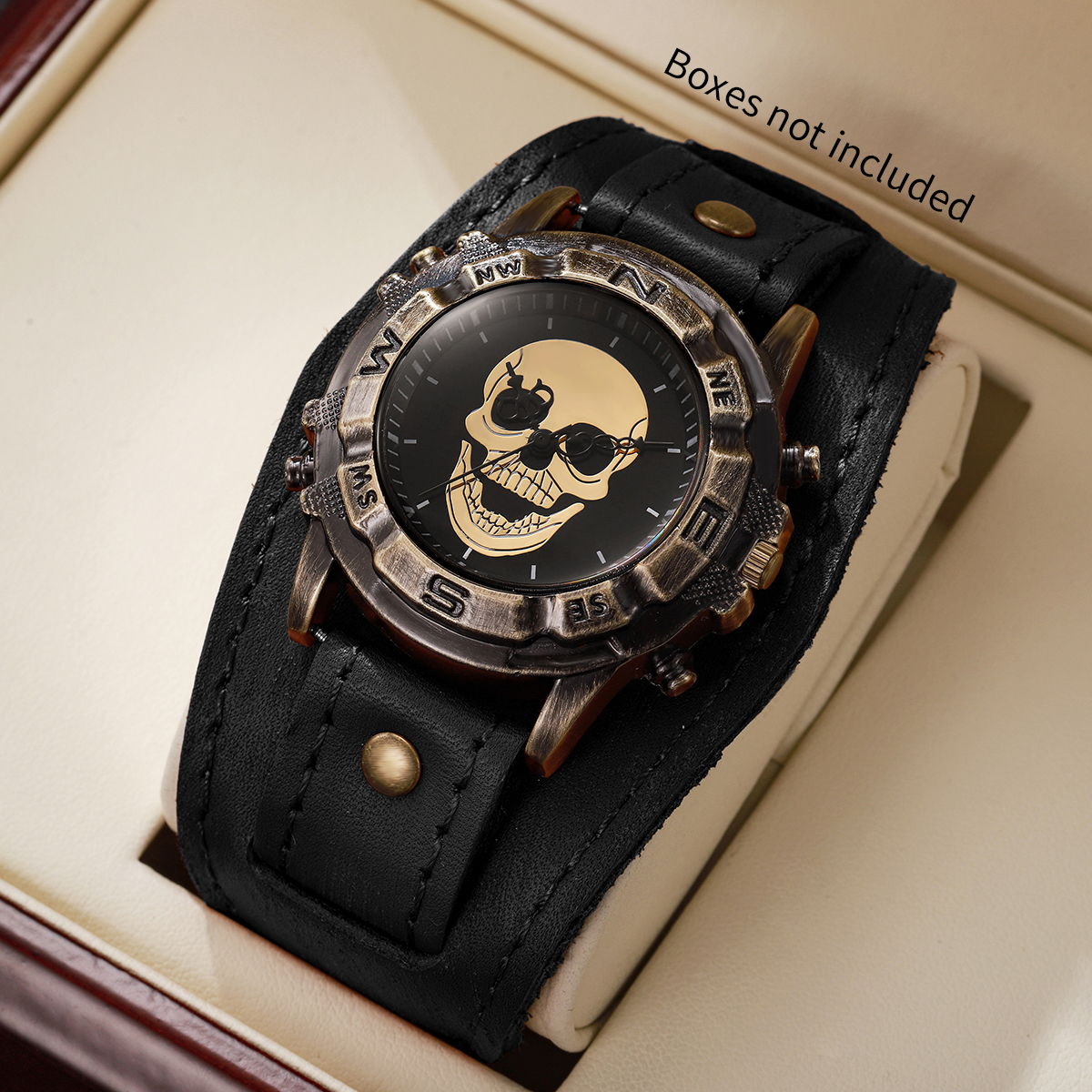Vintage Skull Men Watch Wide D - огляд і ціна Leather Watch Band Men