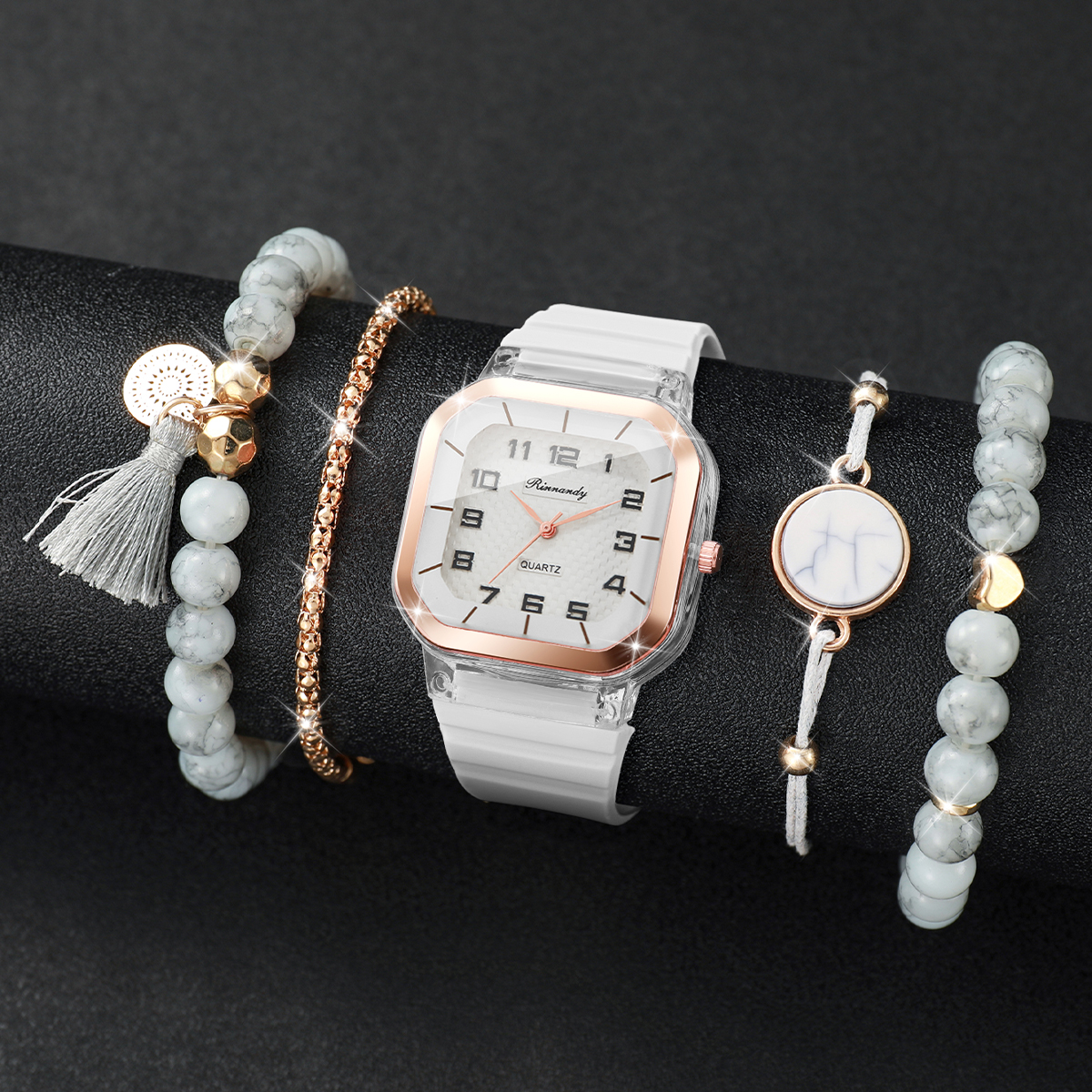 5PCS Fashion Square Arabic Dia - огляд і ціна Silicone Band Women